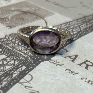 Emily Rose Hammered sterling silver faceted AMETHYST ring